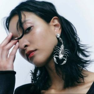 ZARA SCORPION RHINESTONE JEWEL EARRINGS SILVER